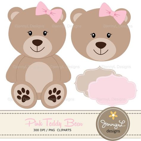 Pink Teddy Bear Digital papers, Teddy Bear clipart, Girl.