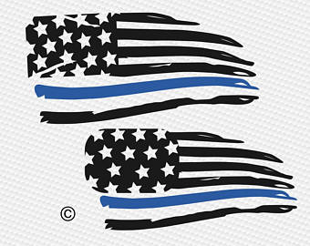 Thin Blue Line Flag Clipart.