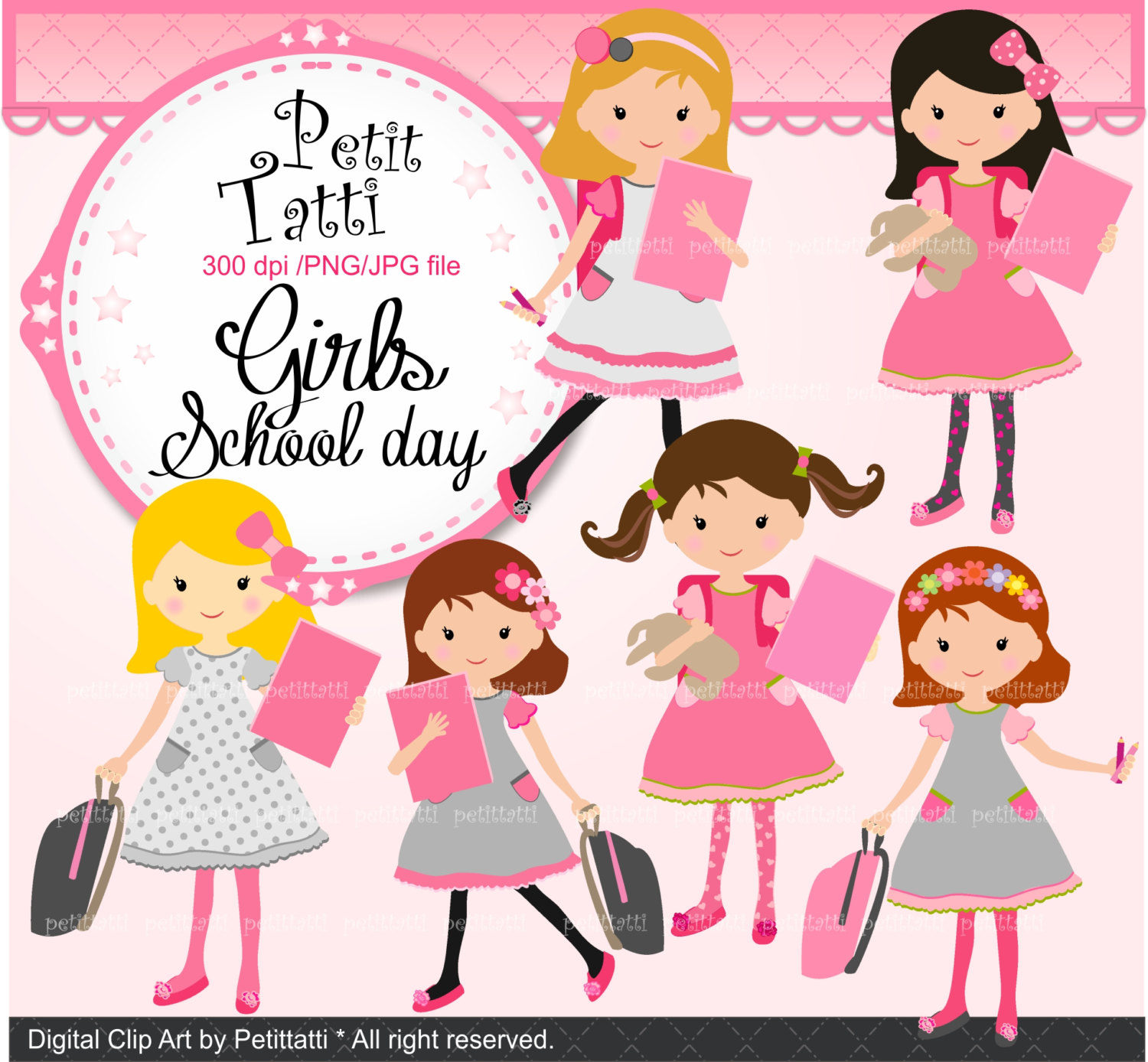 ON SALE school girl clip art.