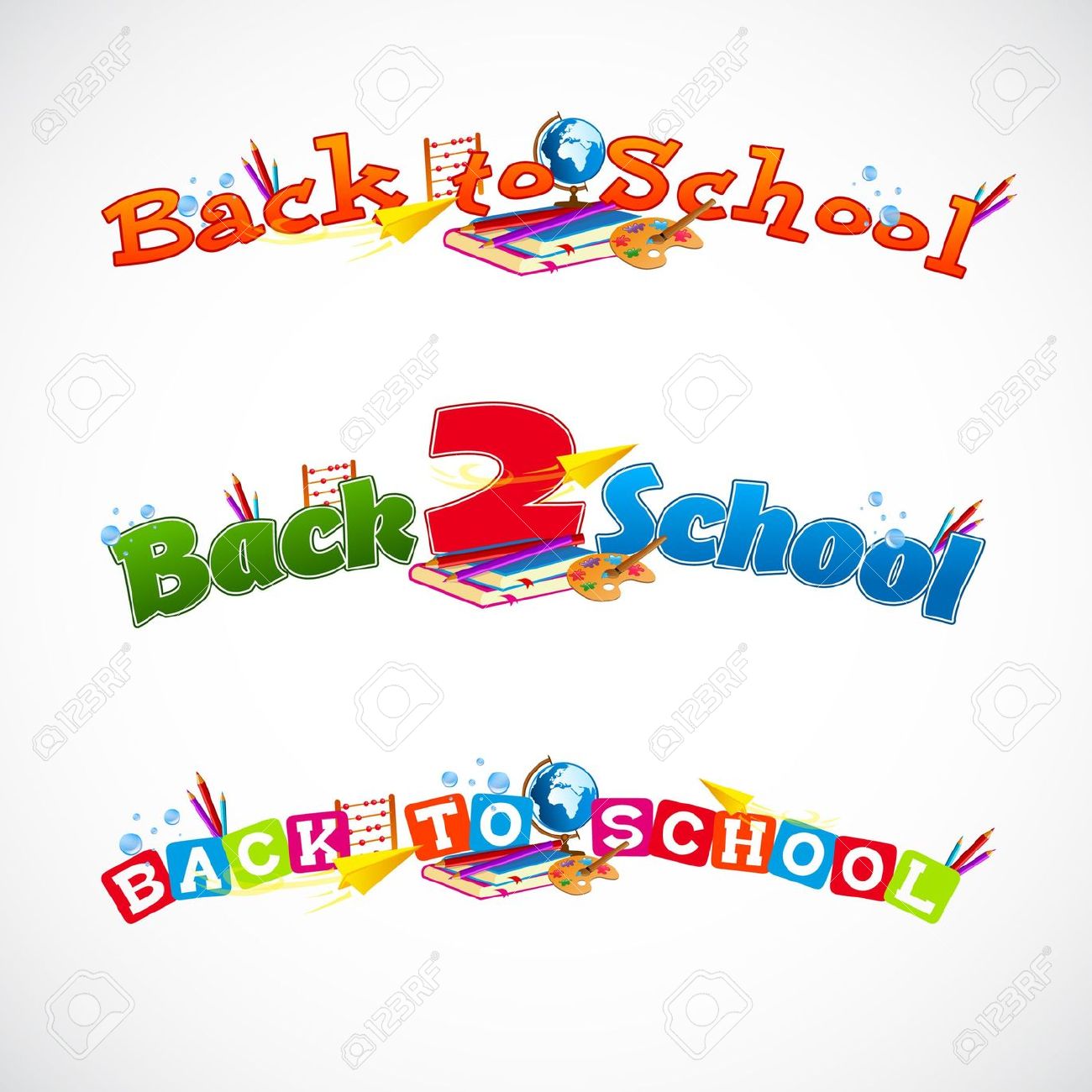 Back To School Typography Header Collection 1 Royalty Free.