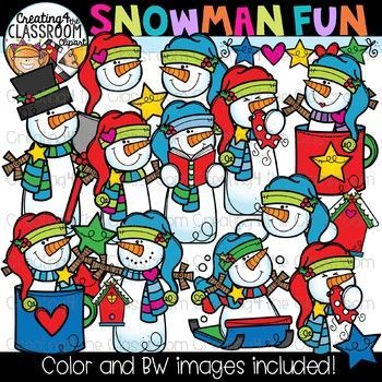 Snowman Fun Clipart {Winter Clipart}.