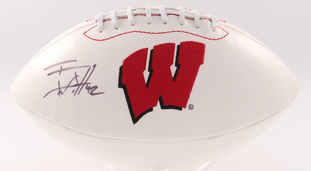 T.J. Watt Signed Wisconsin Badgers Logo Football (JSA COA).