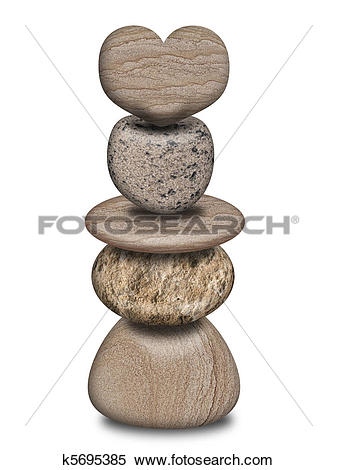 Stock Illustration of Stack of Balanced Rocks with Heart k5695385.