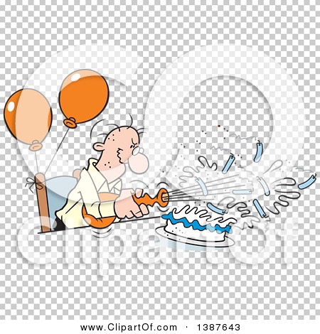 Clipart of a Cartoon Bald Senior White Man Blowing out His.