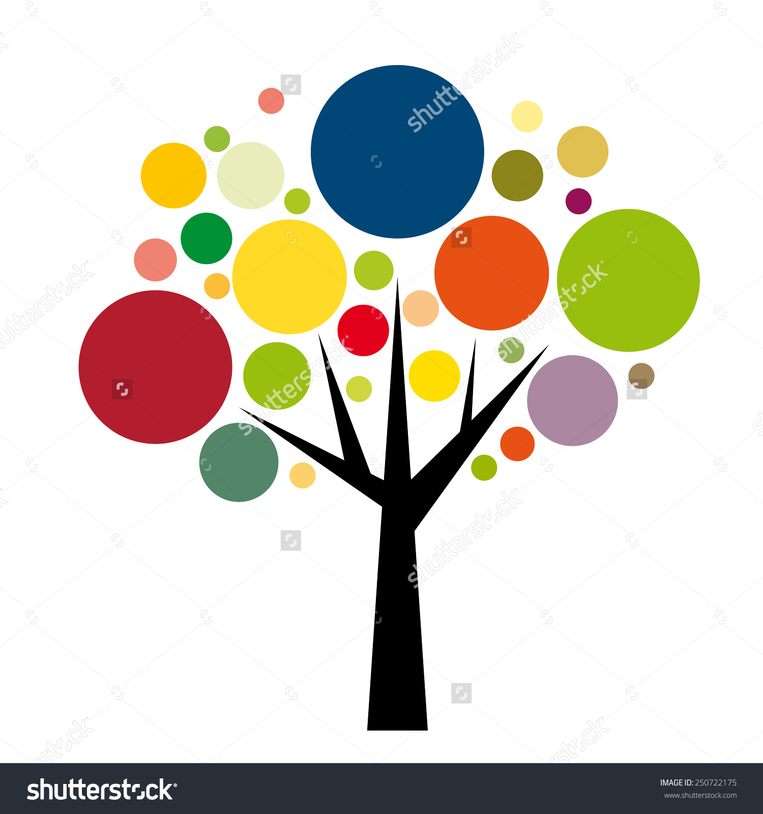 Vector Sign Round Colorful Tree Stock Vector 250722175.