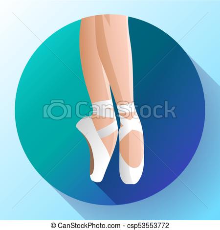 White ballet pointe shoes flat Vector illustration of gym ballet shoes  standing on tiptoes.