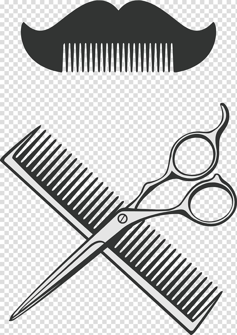 Scissor and hair comb illustration, Comb Scissors Barber, Barber.