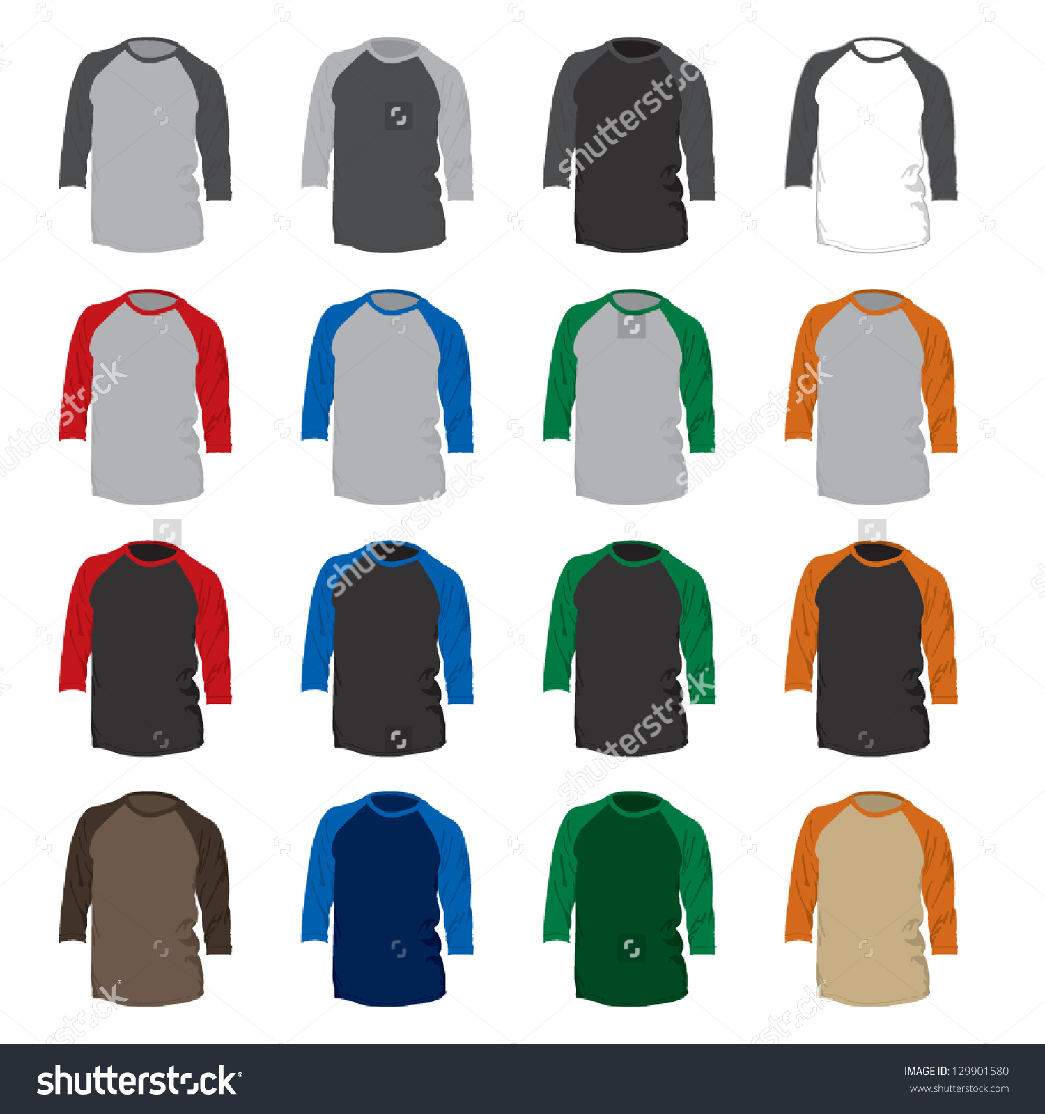 Vector Set 16 Different Colored Baseball Stock Vector 129901580.