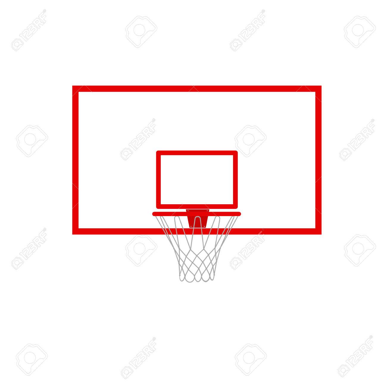 A vector illustration of a basketball hoop and backboard.