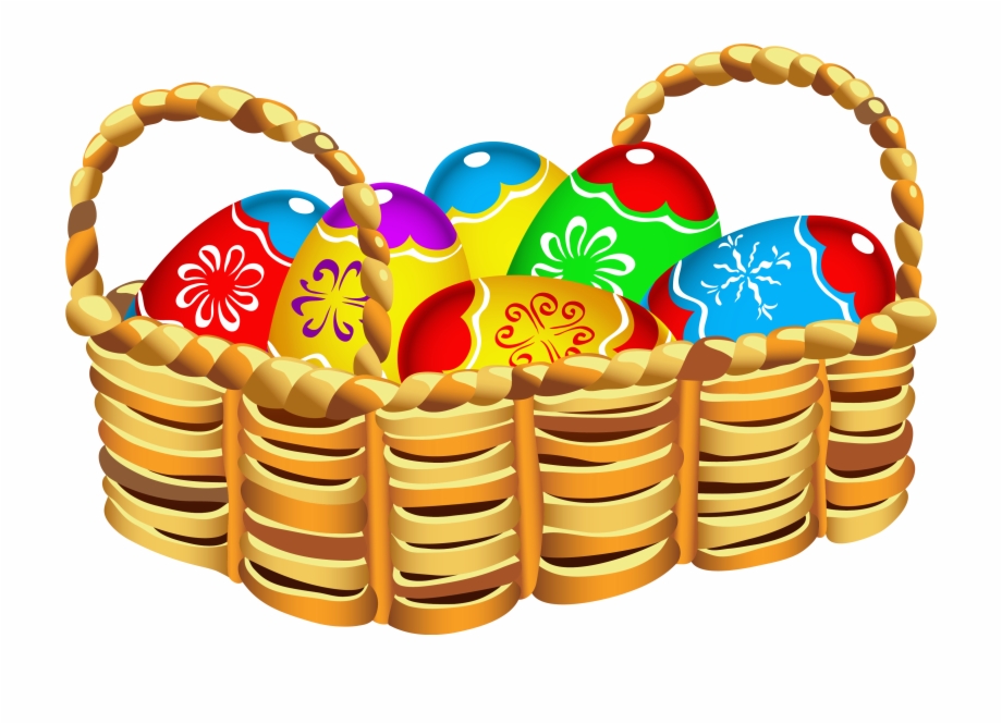 Square Basket With Easter Eggs Png Clipart.