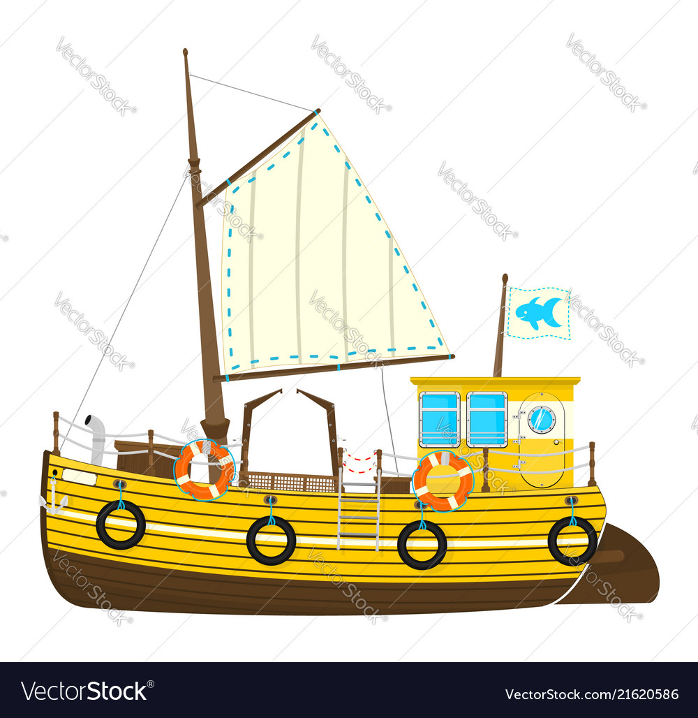 Cartoon fishing boat.