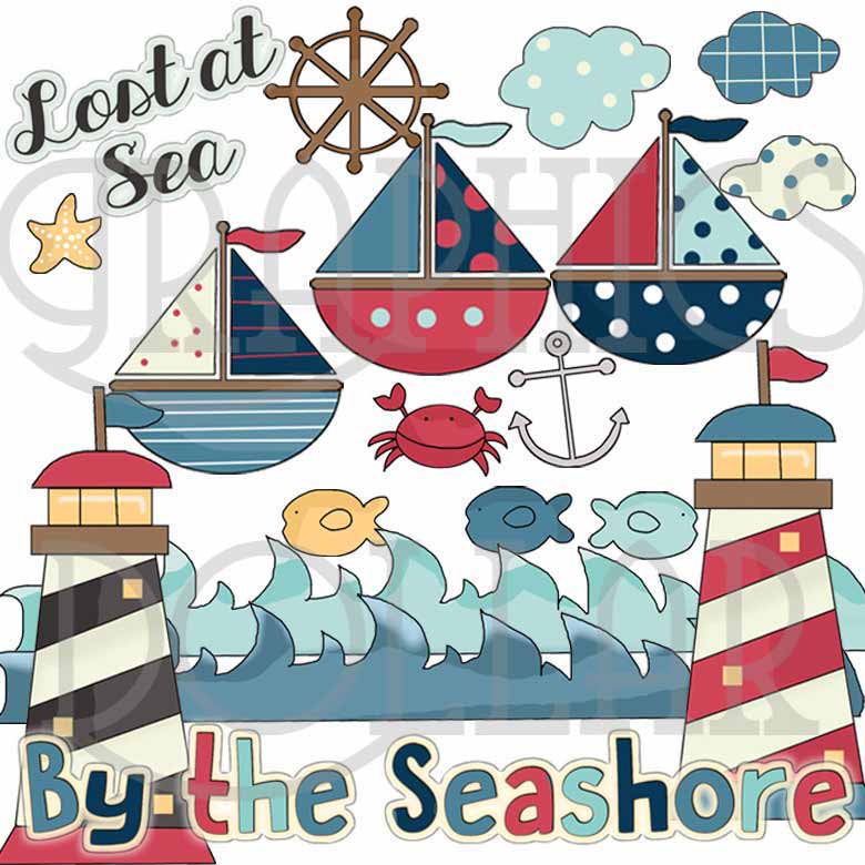 Fishing Clip Art, Beach Clip Art, Sailing Graphics.