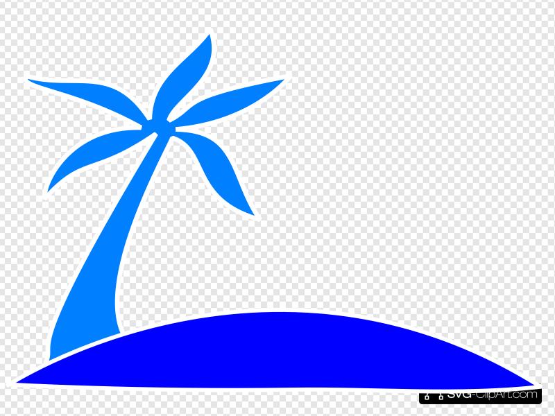 Blue Palm Tree Beach W/sun Clip art, Icon and SVG.