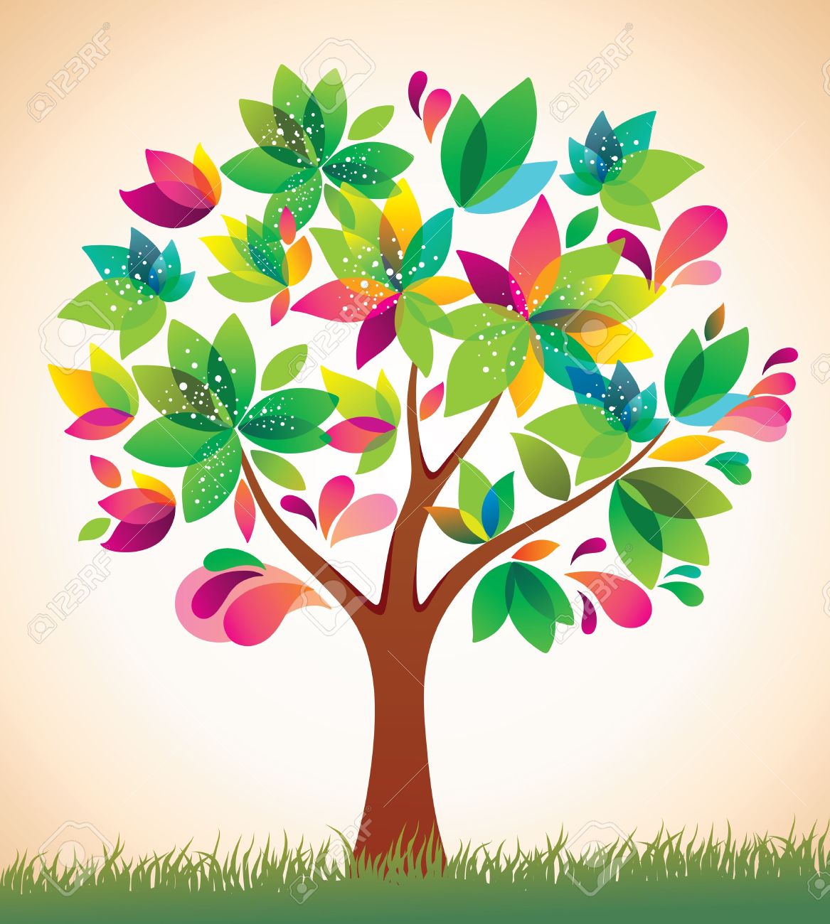 Colorful tree clipart.