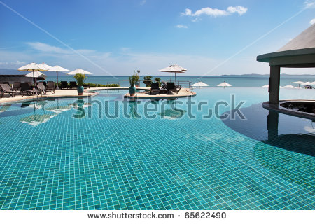 Tropical Resort Poolside Beautiful Sea View Stock Photo 65787868.