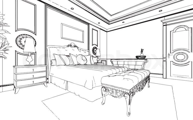 Bed black and white bedroom clipart black and white pencil.