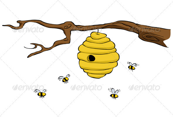 Similiar Bee Hive In Tree Cartoon Keywords.