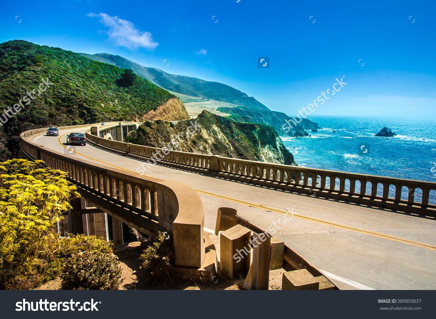 Bixby Creek Bridge On Highway 1 Stock Photo 389893837.