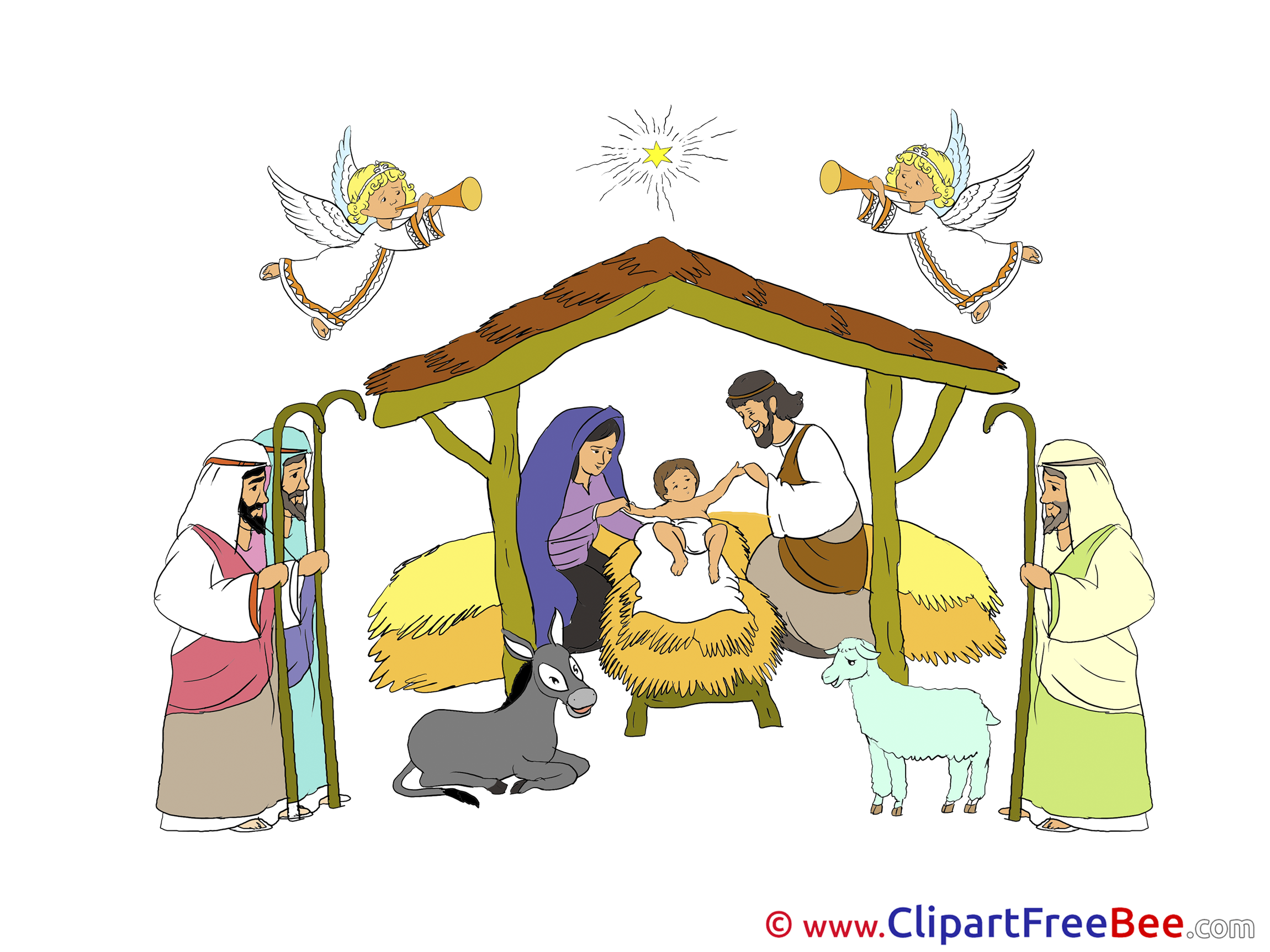 Birth of Jesus Clipart Christmas Illustrations.