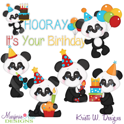 Baby Panda Birthday SVG Cutting Files Includes Clipart.