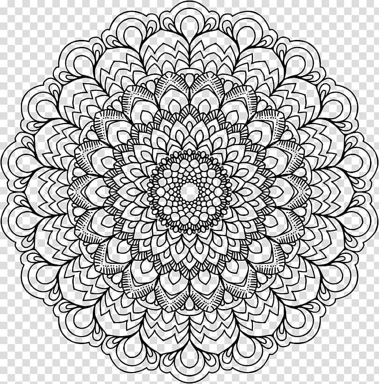 Black mandala illustration, Mandala Drawing Coloring book.