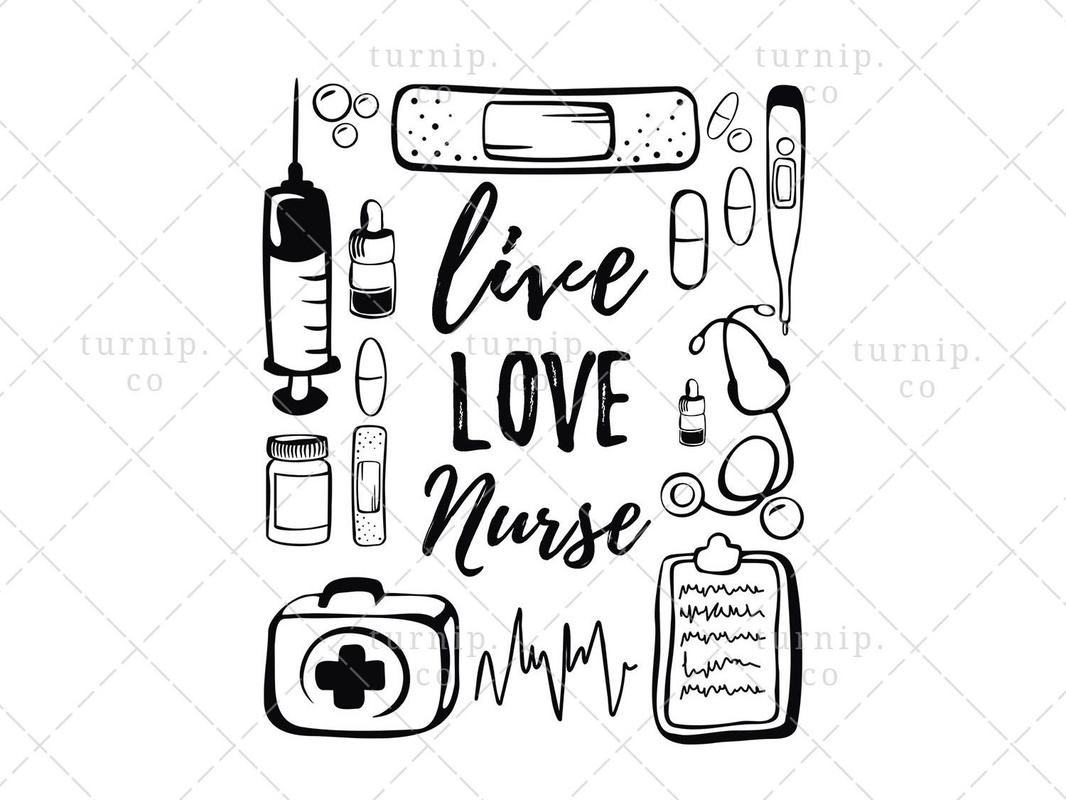 Live Love Nurse Sublimation Clipart PNG Graphic by turnip on.