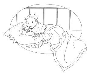 vintage baby clipart, black and white clip art, free baby graphic.