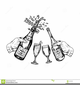 Black And White Champagne Glasses Clipart.