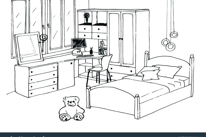 Bedroom Picture Clipart Kids Black And White Furniture.