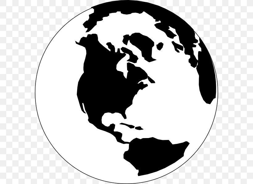 Globe World Black And White Clip Art, PNG, 594x597px, Globe.