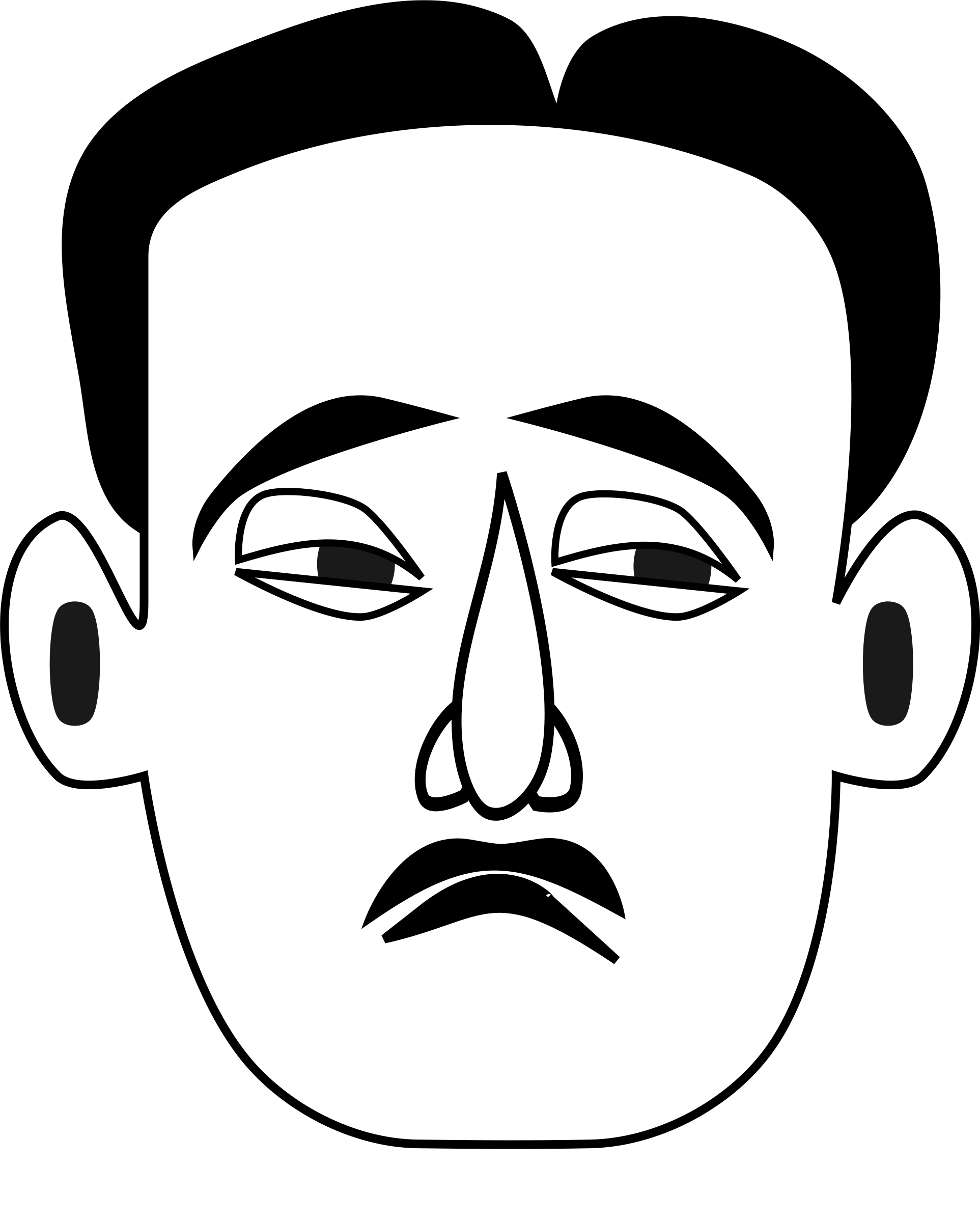 Sad face clip art black and white.