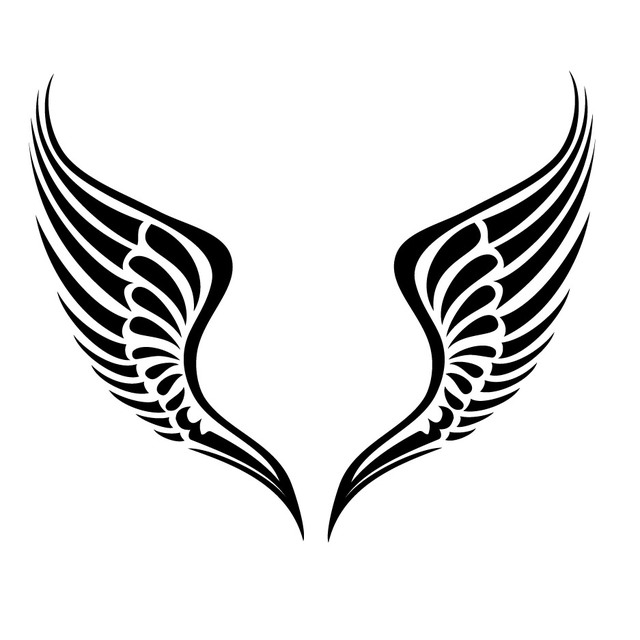 Free Vectors: Black & White Tribal Wings.