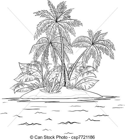 Clip Art Black and White Seascape.