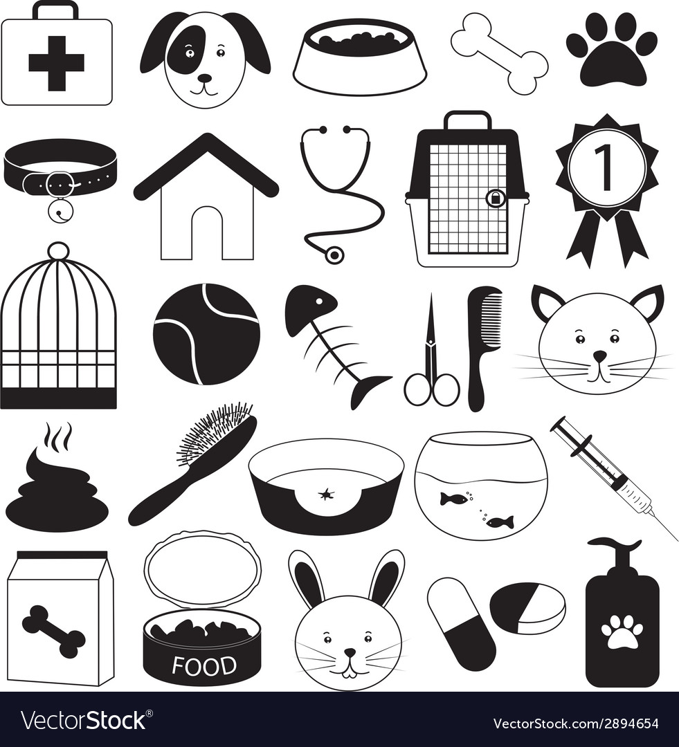 Veterinary Clinic and Pet Icons Set.