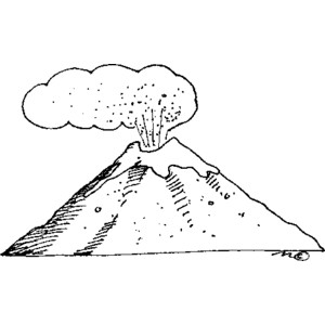 Black And White Clipart Volcano.