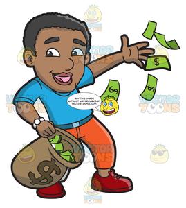 A Black Guy Happily Throws His Money Away.