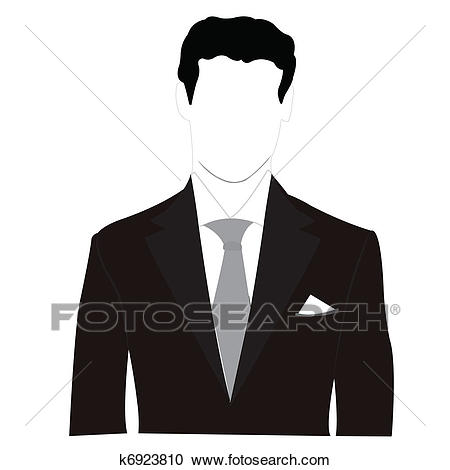 Silhouette men in black suit Clipart.