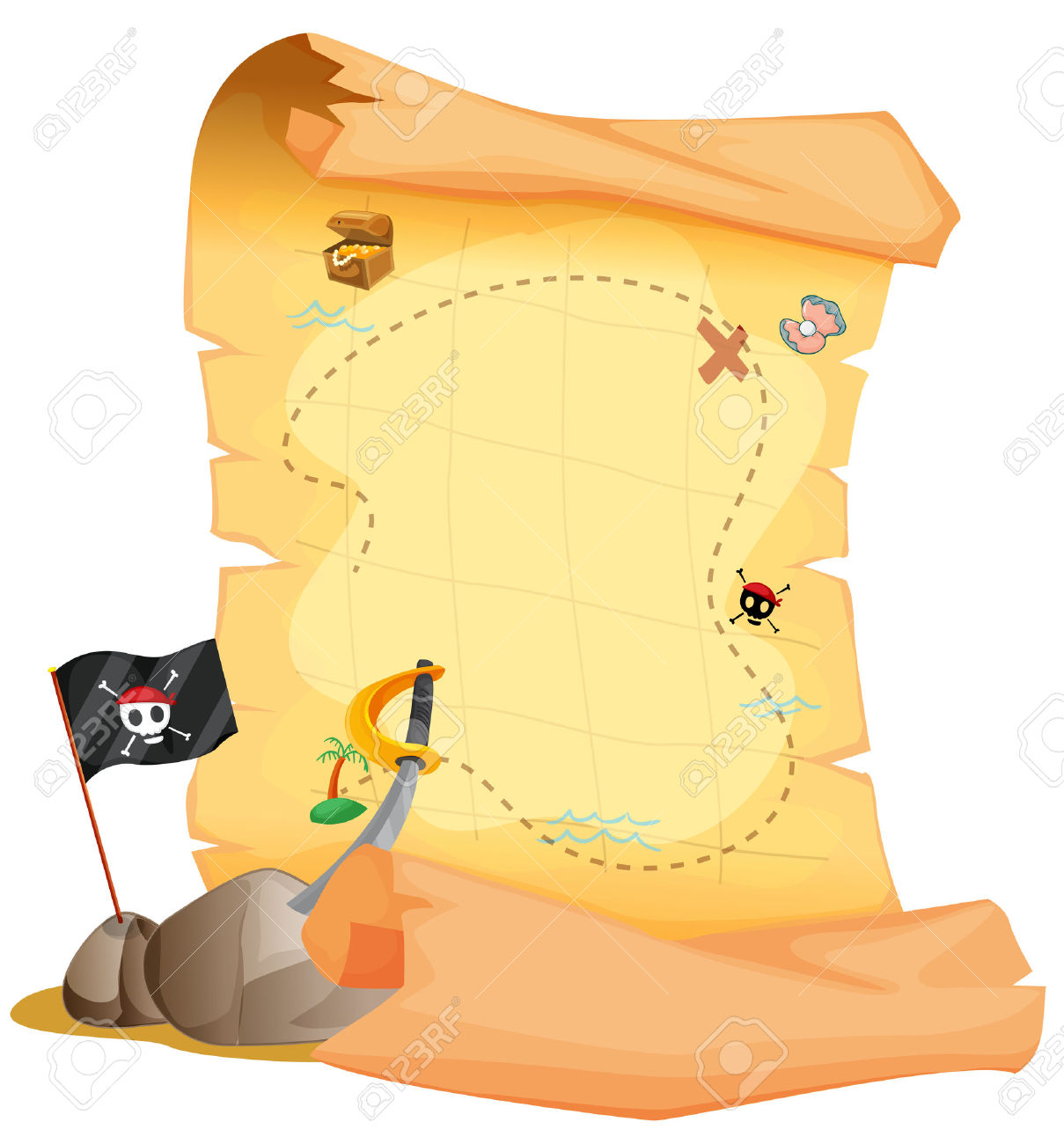 Blank Treasure Map Clipart.