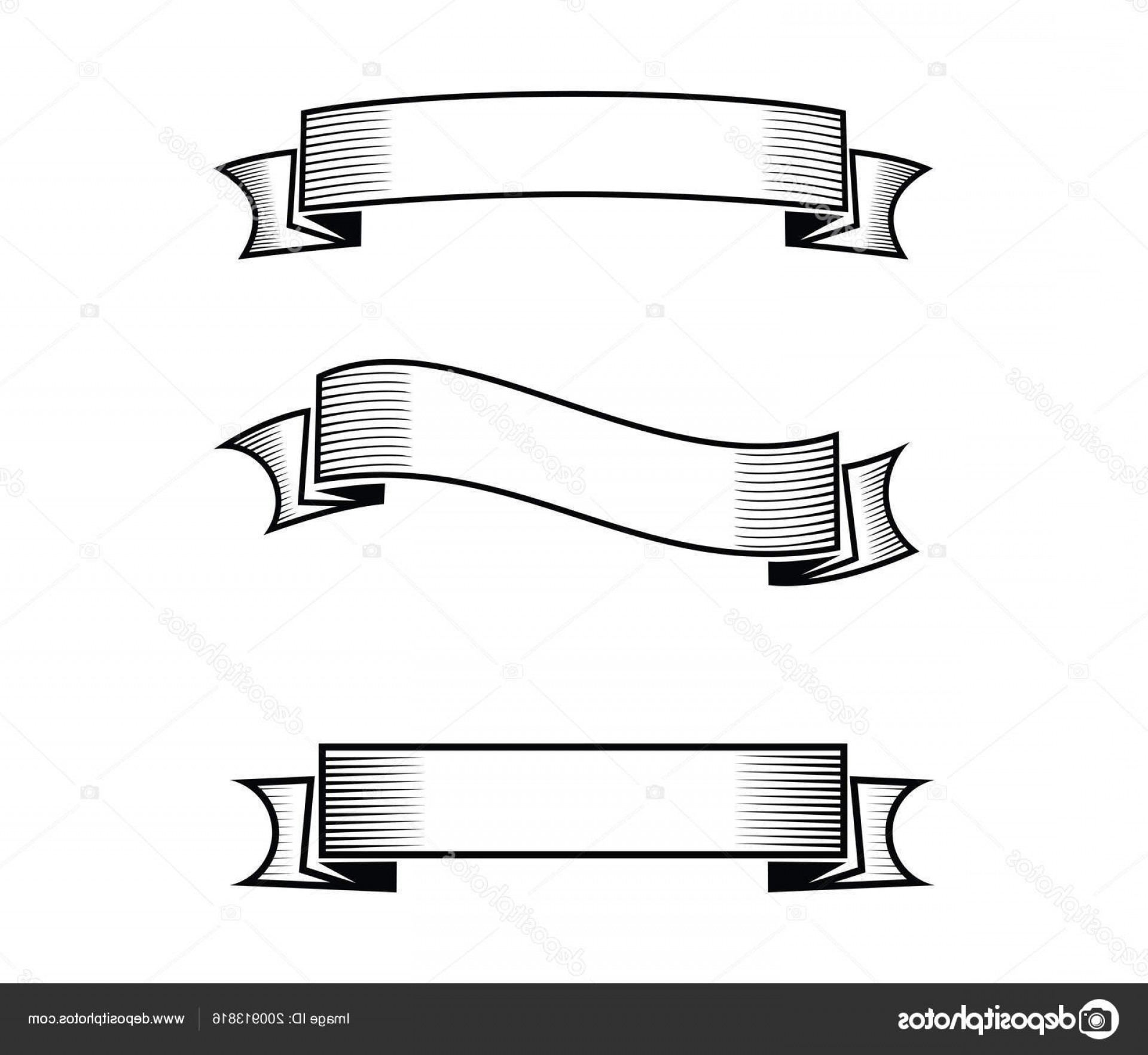 Stock Illustration Blank Ribbon Banner Set Vector.