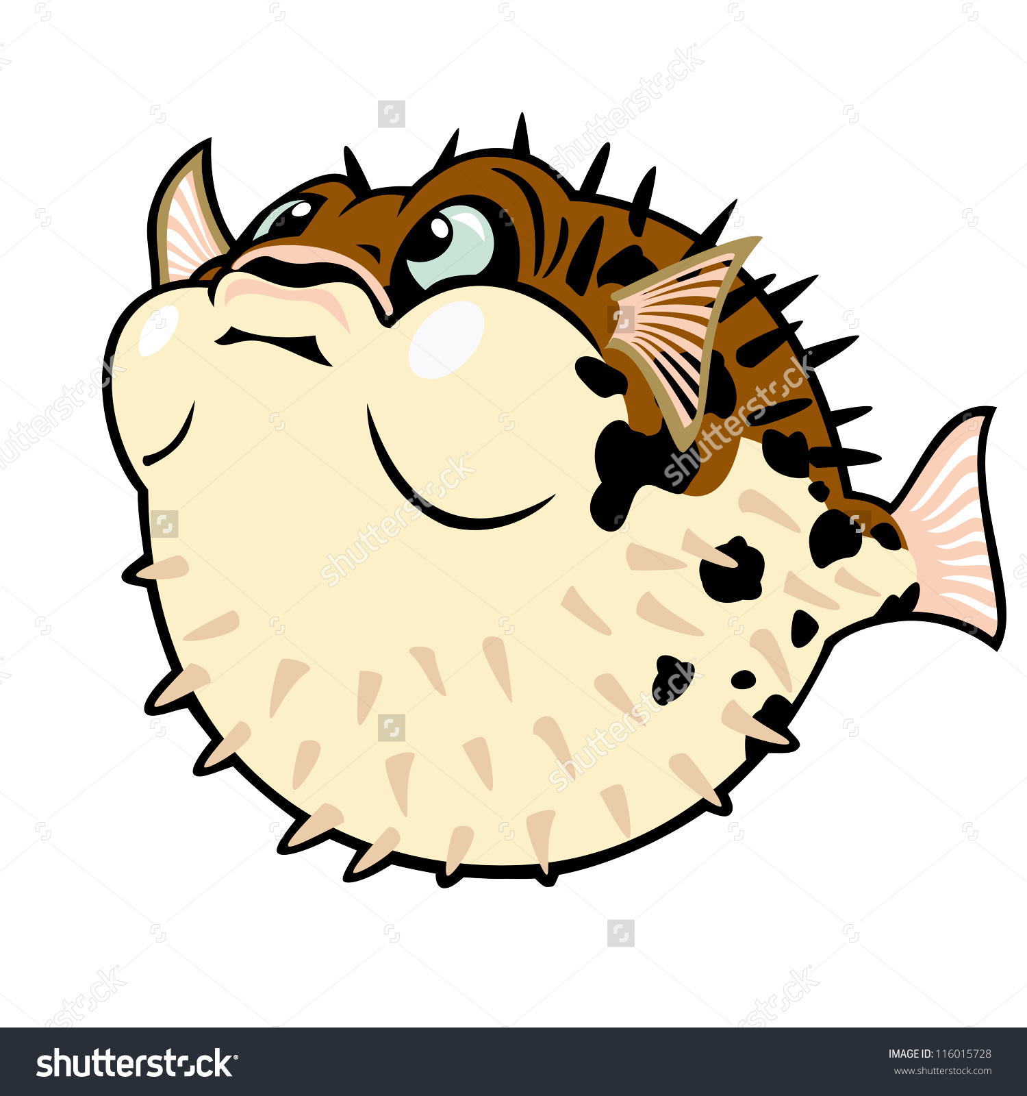 Puffer Fishblow Fishcartoon Vector Image Isolated Stock Vector.