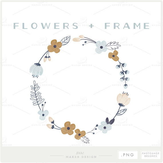 Floral Frame PNG Files Photoshop Brush Photo Overlay.