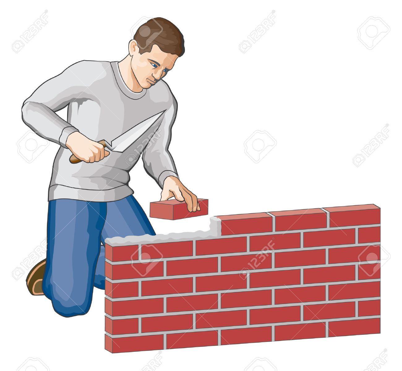 Bricklayer Is An Illustration Of A Man Building A Brick Wall.