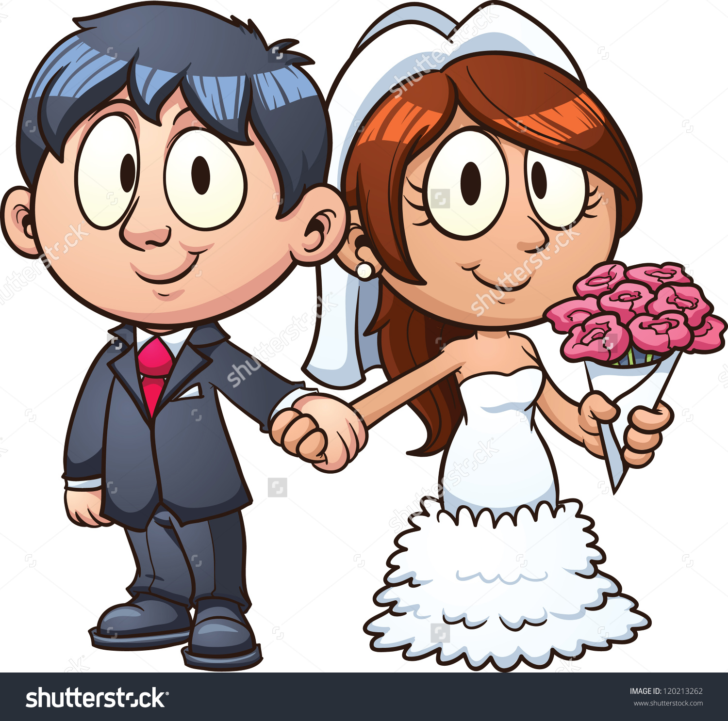 Cartoon Bride Groom Vector Clip Art Stock Vector 120213262.