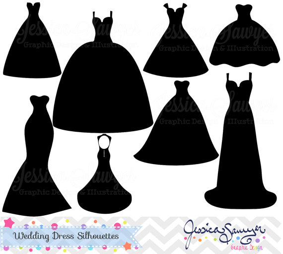 Bridesmaid Dress Outline Clipart.