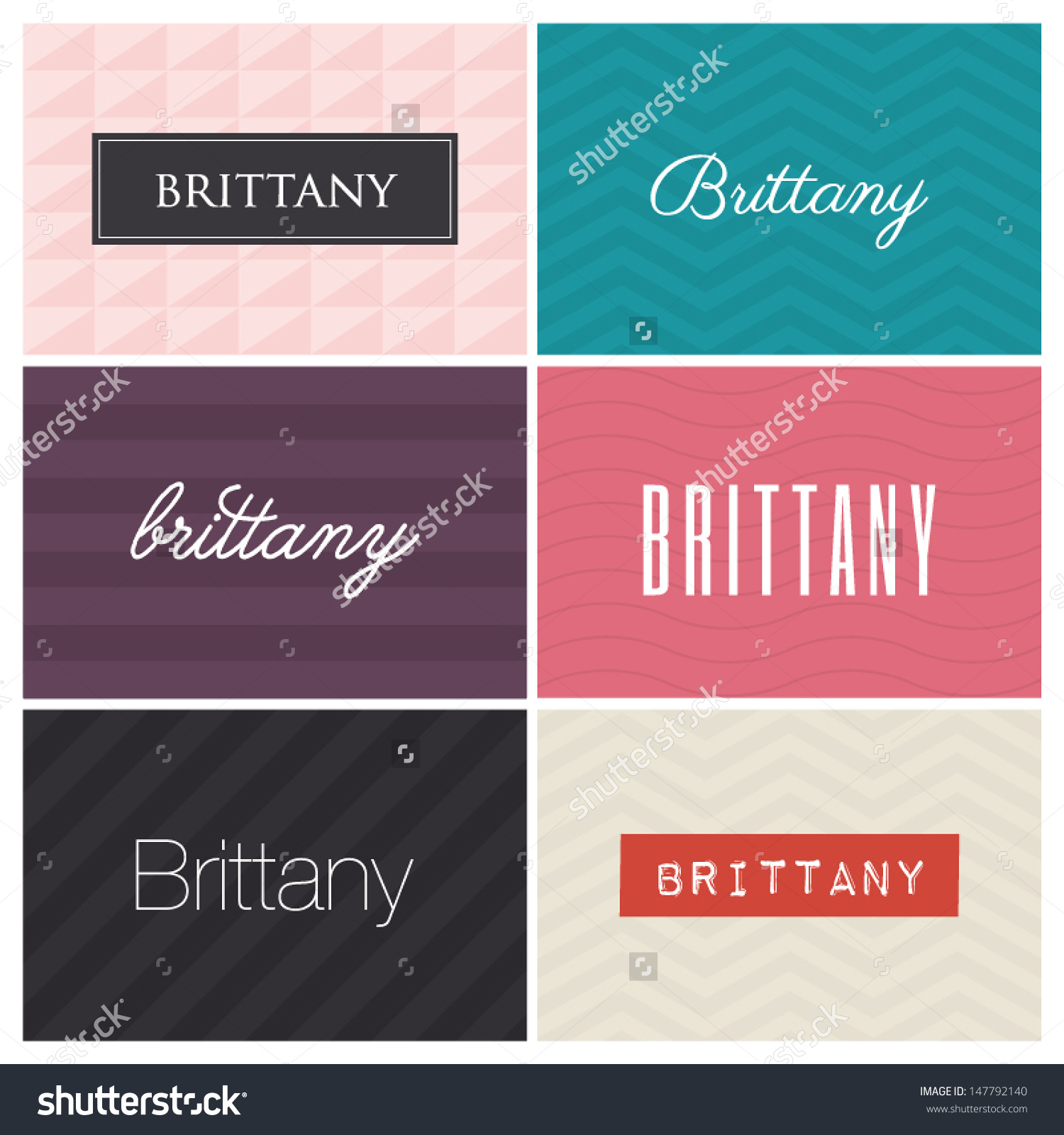 Brittany Name , Graphic Design Elements Stock Vector Illustration.