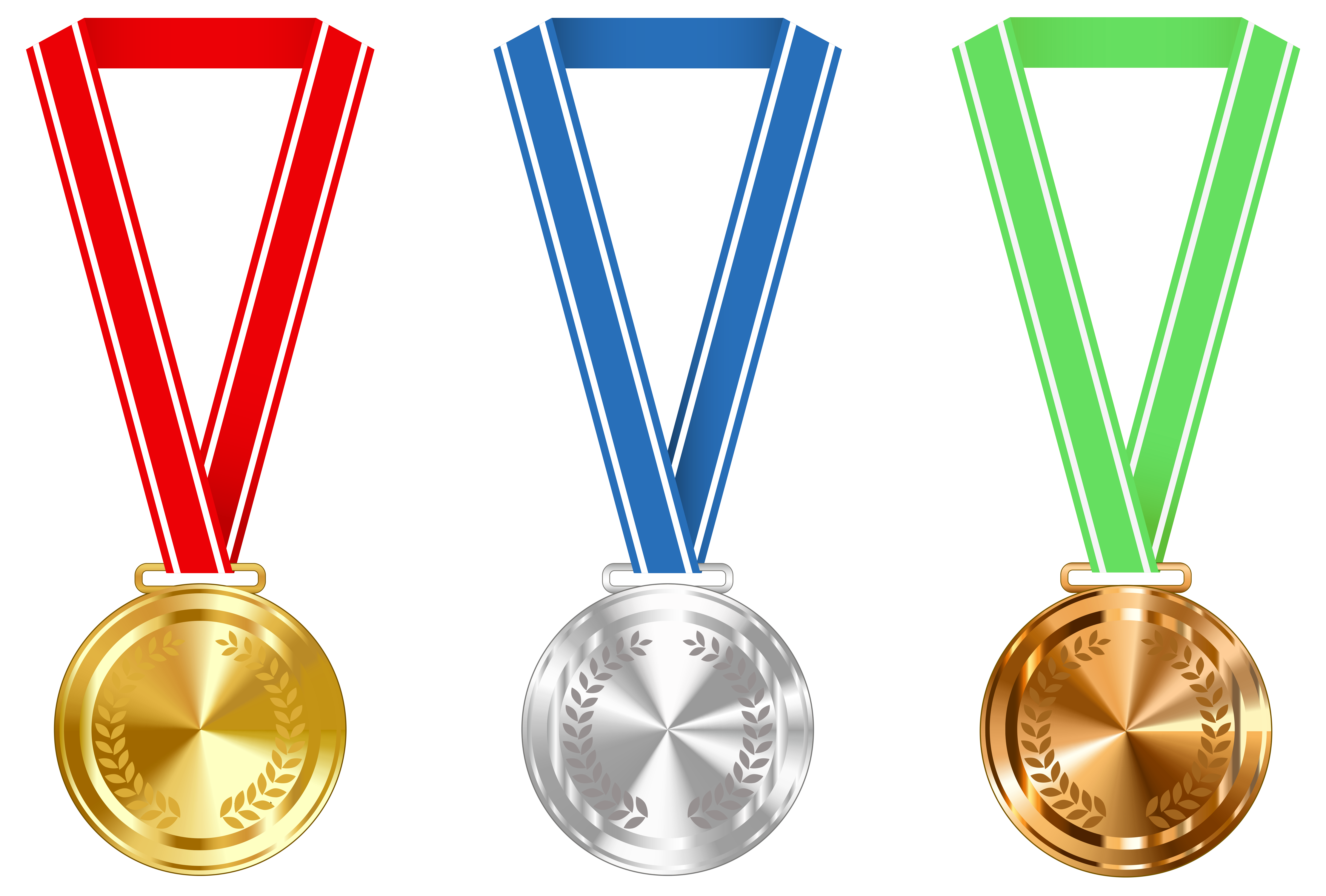 Gold Silver and Bronze Medals PNG Clipart Image.