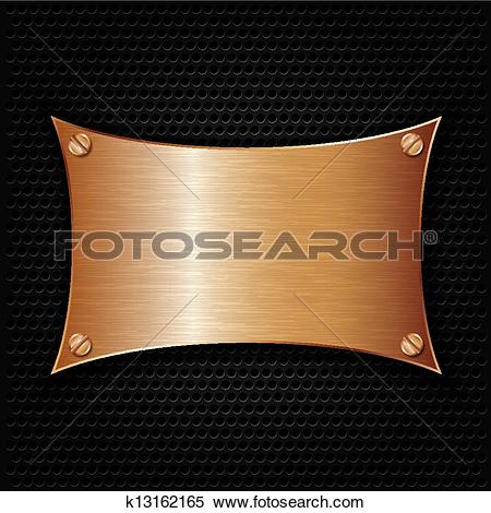 Clipart of Bronze texture plate with screws, v k13162165.