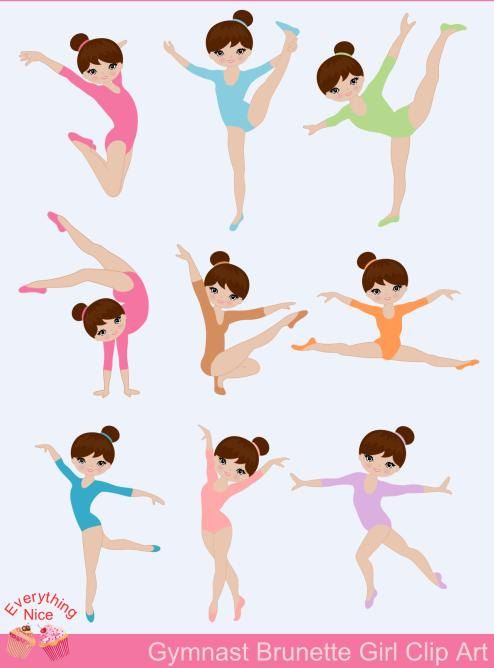 Brunette, Light Brown skin tone Gymnastics / Brunette Gymnast Girl.