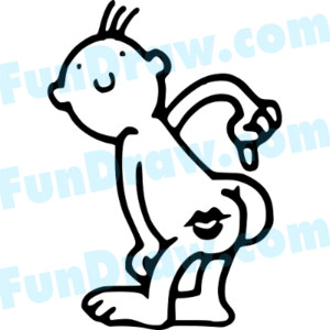 Cartoon 'Kiss My Butt' Man Clip Art.