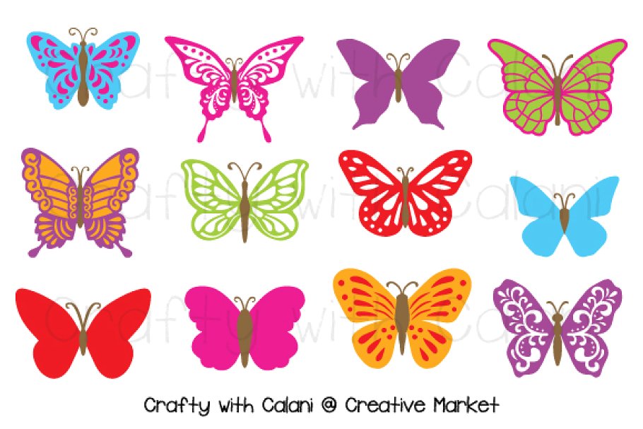 Butterfly Clipart in Candy Color.